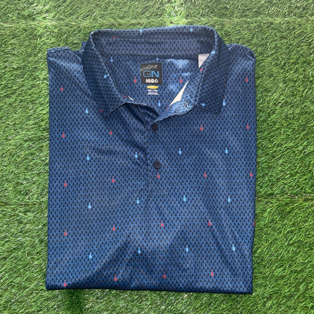 Men's Greg Norman guitar Blue Patterned Shirt